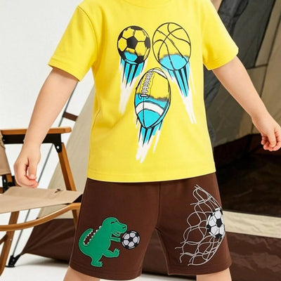 Children's Ball Graphic T-shirt and Shorts Set