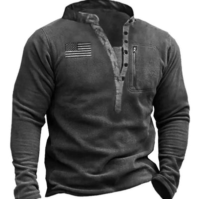 Men's Full Size Button Detail Long Sleeve Sweatshirt Plus Size