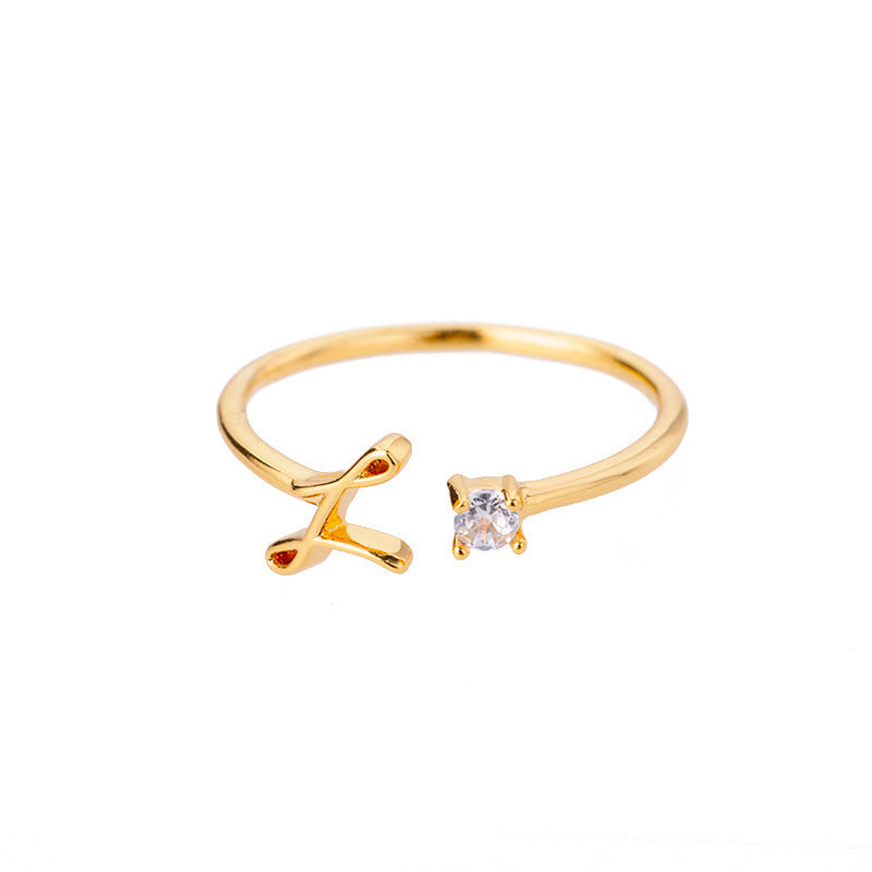 Alphabet Letter Ring Gold Plated Zinc Alloy Jewelry
