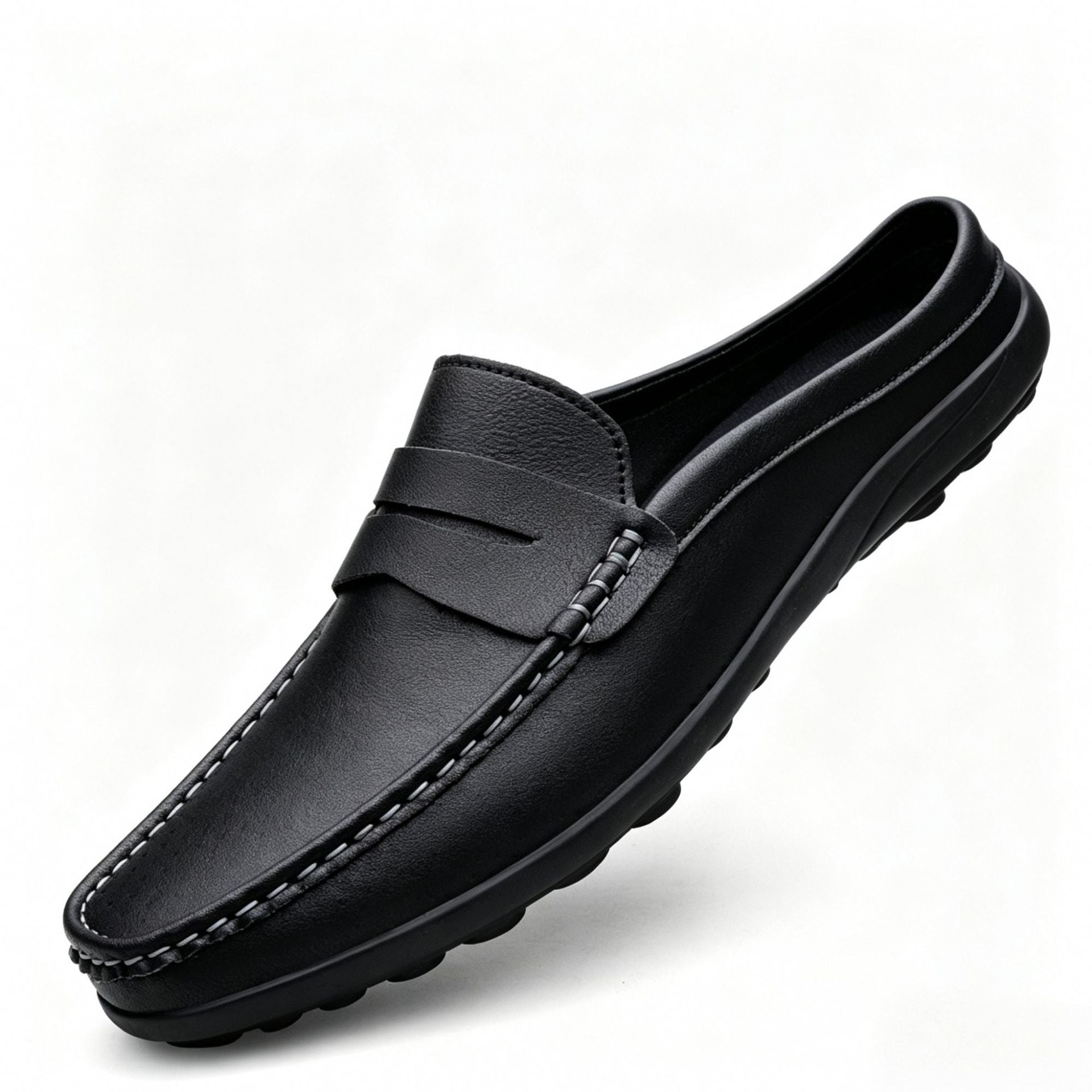 Mens Casual Slip-On Leather Slippers