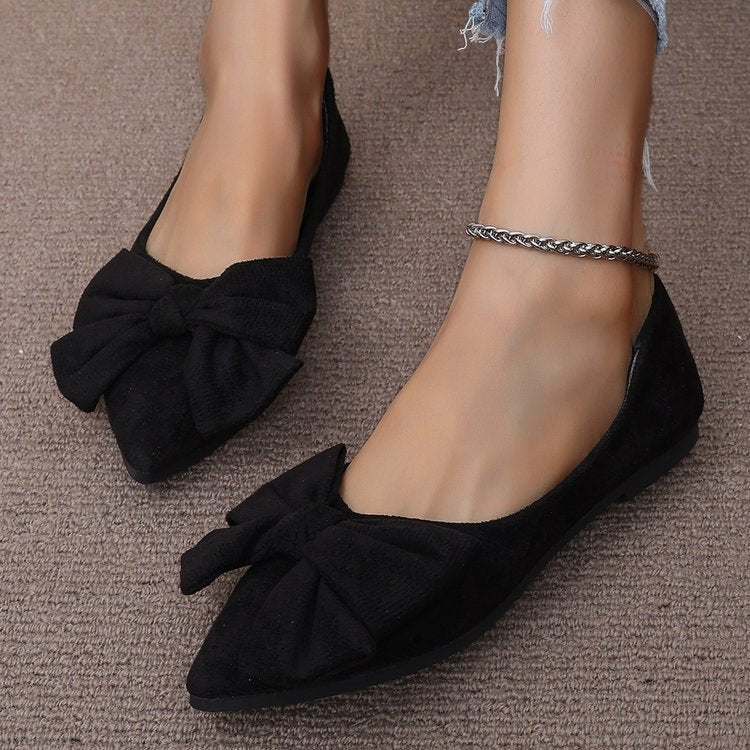 Pointed Bow Flat Shoes for Women