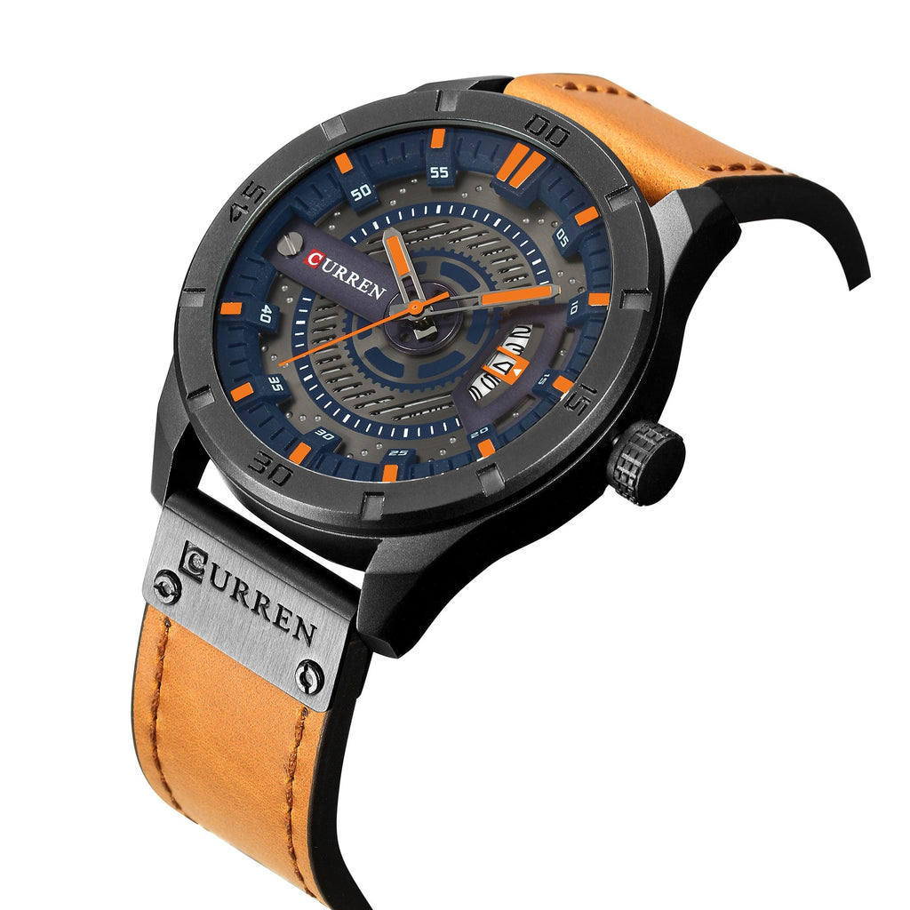 Montre Curren Homme Bracelet en Cuir avec Calendrier