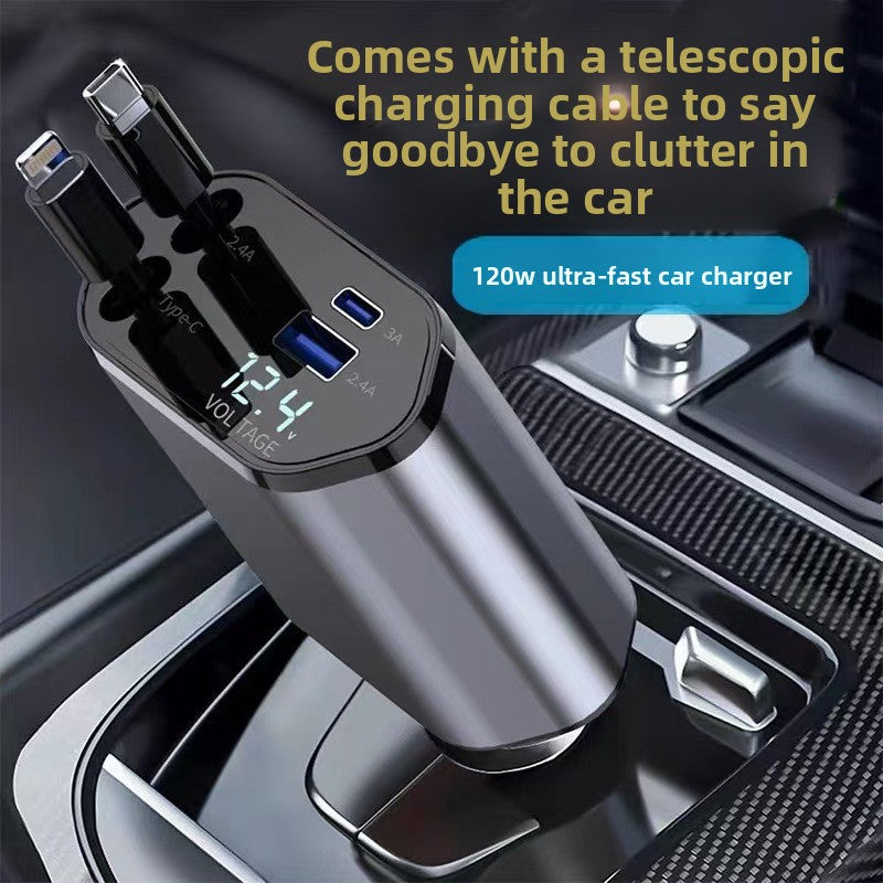 Four-in-one mobile phone charger telescopic cable
