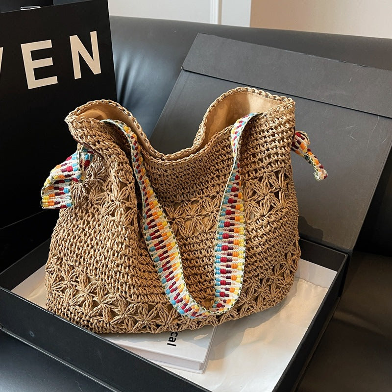 Straw Woven Shoulder Tote Bag