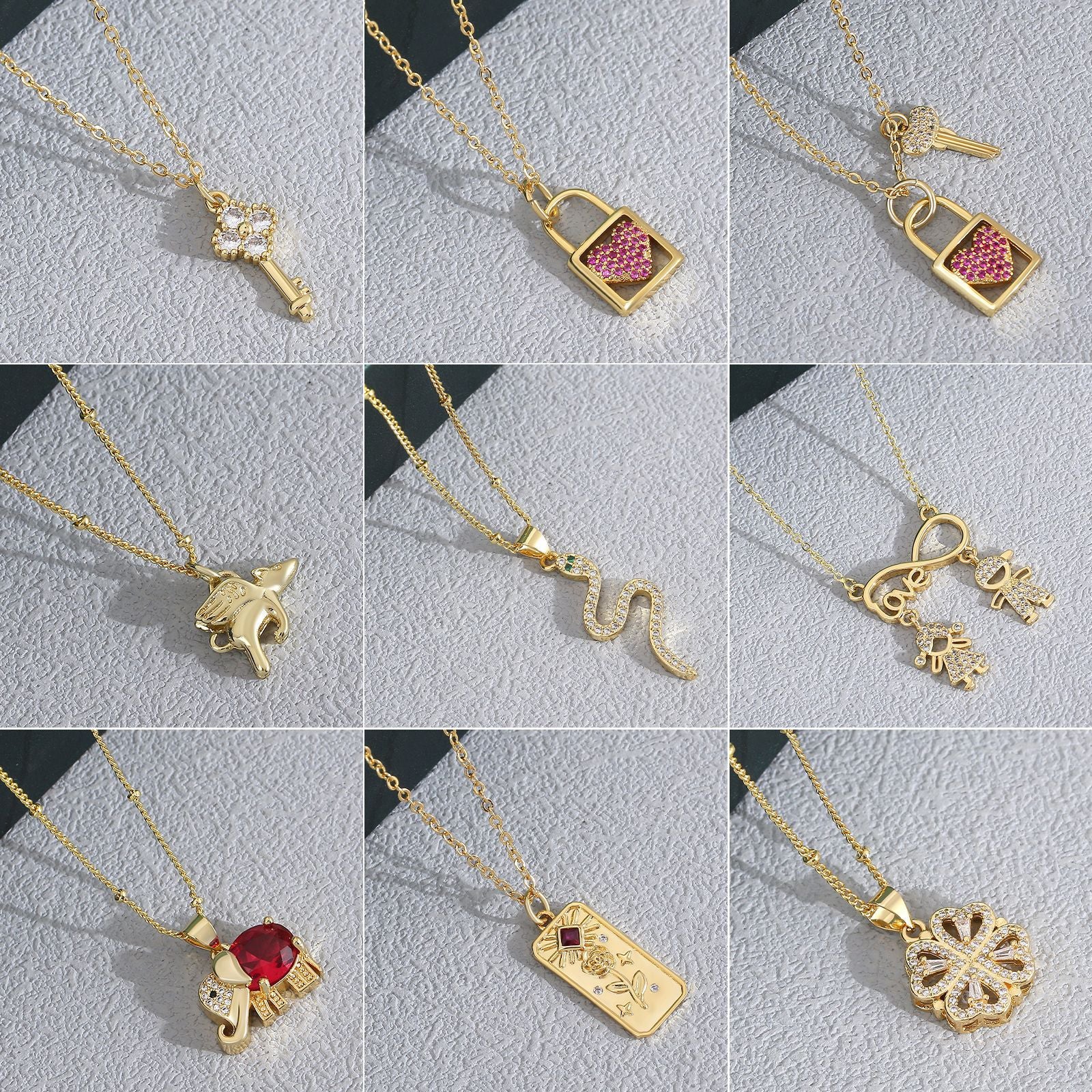 Heart Shaped Zircon Necklace Gold Plated Chain