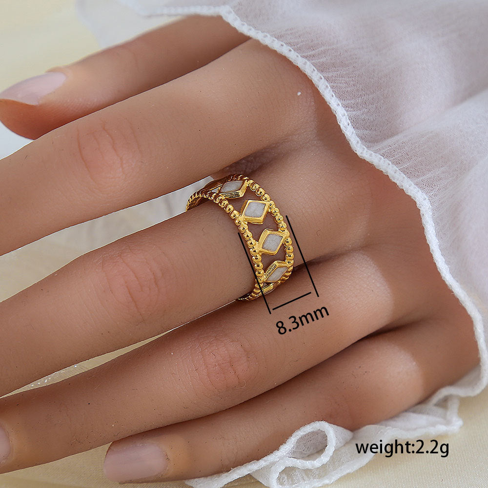 Stainless Steel Gold Plated Leaf Ring