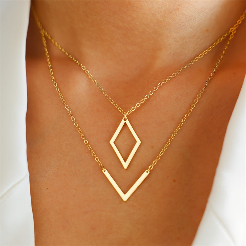 Geometric Gold Plated Stainless Steel Necklace