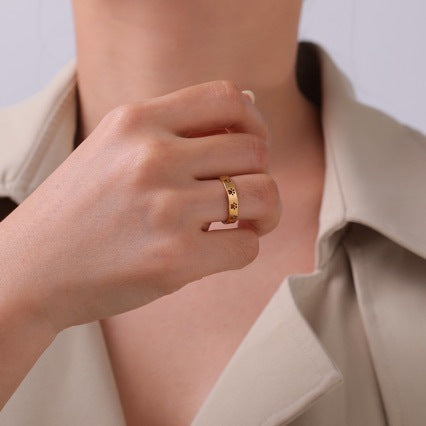 Stainless Steel Gold Plated Cat Claw Hollow Ring