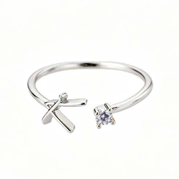 Alphabet Letter Ring Gold Plated Zinc Alloy Jewelry