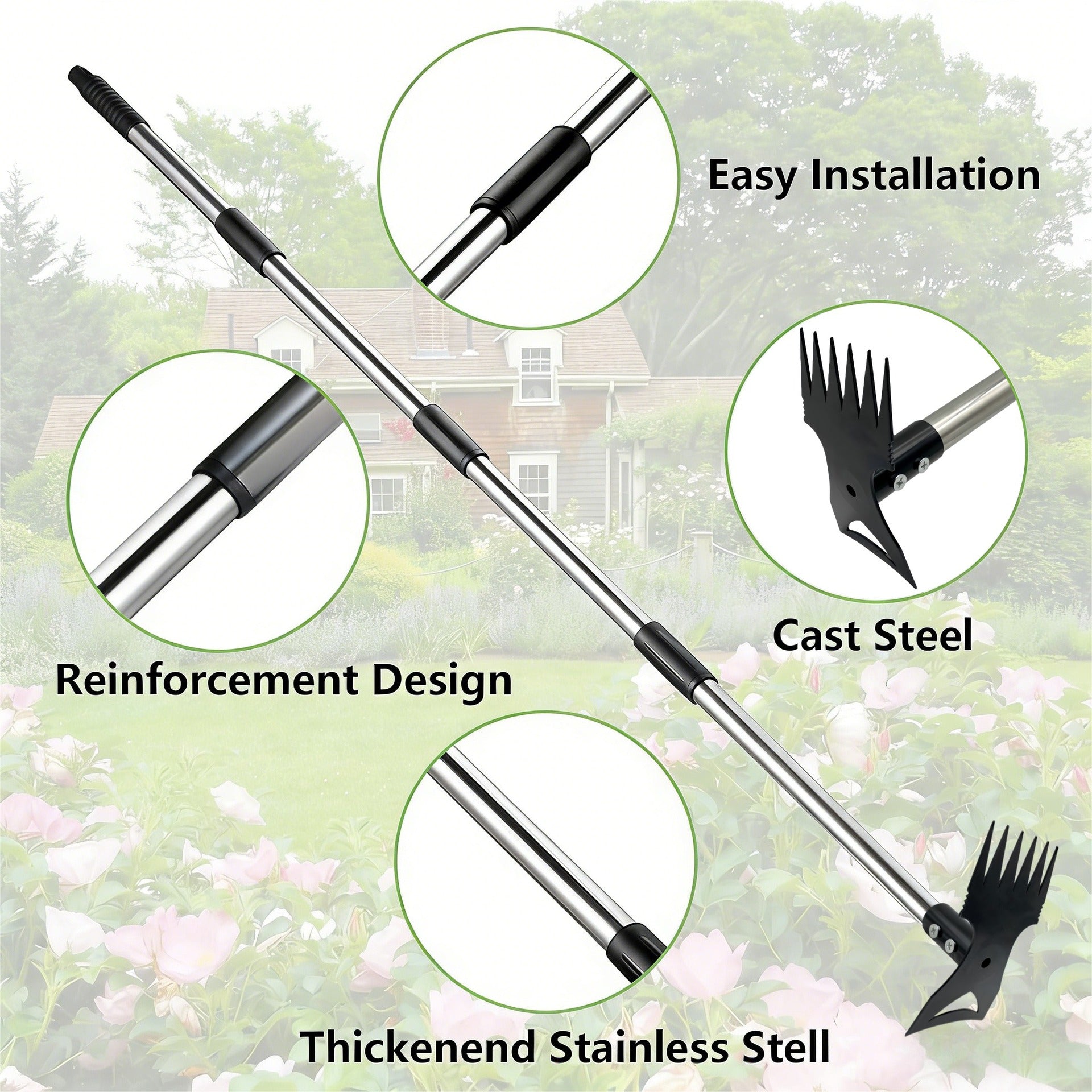 All-Steel Dual-Purpose Hoe, Weeding Shovel, Household Garden Pointed Rake, Dual-Purpose Small Hoe, Multi-Functional Hoe