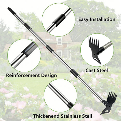 All-Steel Dual-Purpose Hoe, Weeding Shovel, Household Garden Pointed Rake, Dual-Purpose Small Hoe, Multi-Functional Hoe
