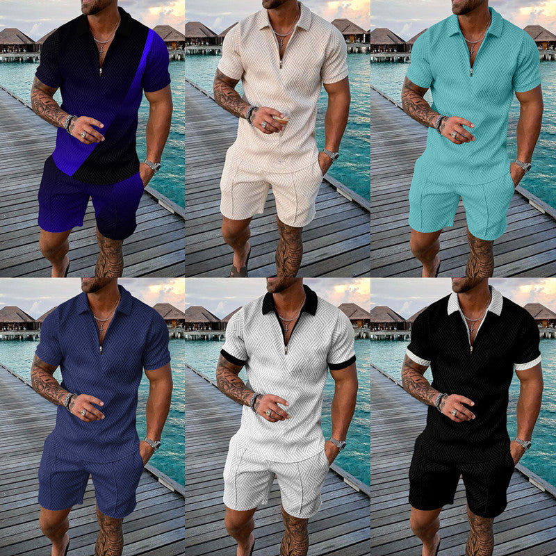 Herren 2-teiliges Set Baroque-Print Kurzarm-Top & Shorts Polyester 48 Varianten | Men's 2-Piece Baroque Print Set Short-Sleeve Top & Shorts 48 Styles