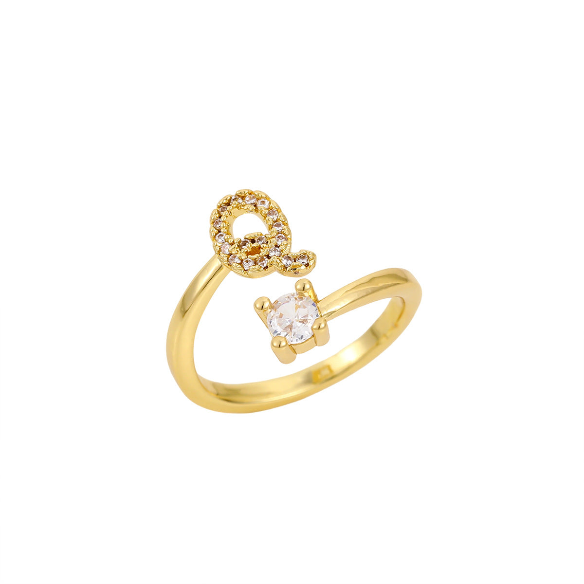 Gold Plated Letter Initial Open Rings