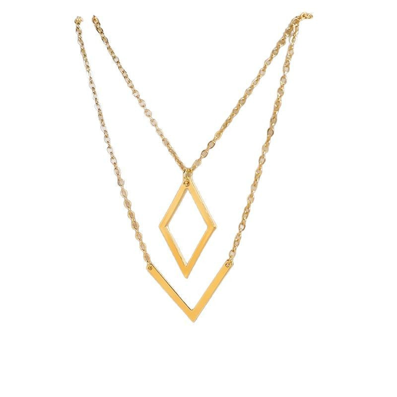 Geometric Gold Plated Stainless Steel Necklace