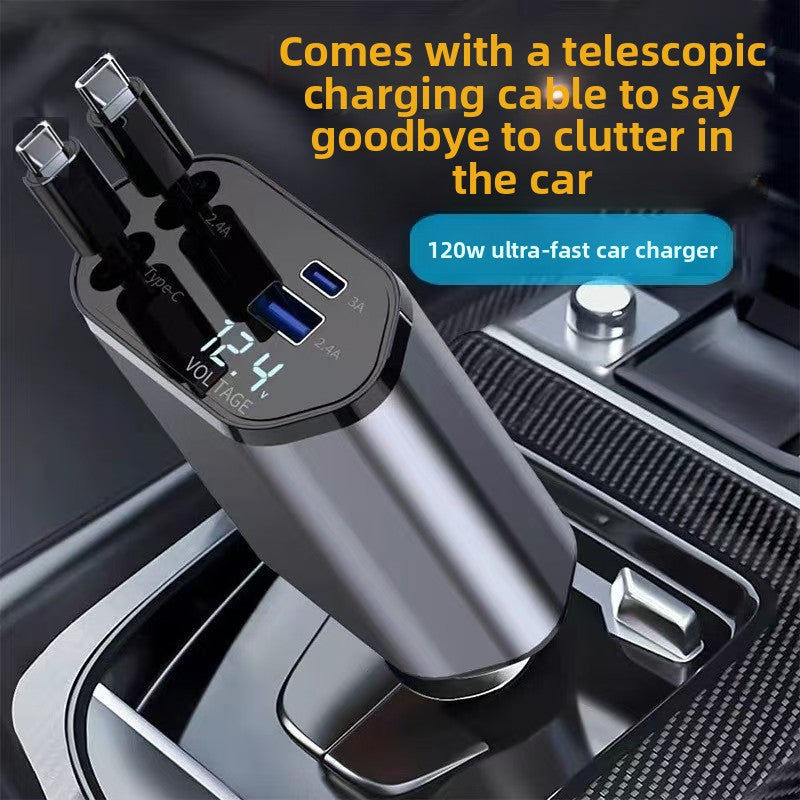 Four-in-one mobile phone charger telescopic cable