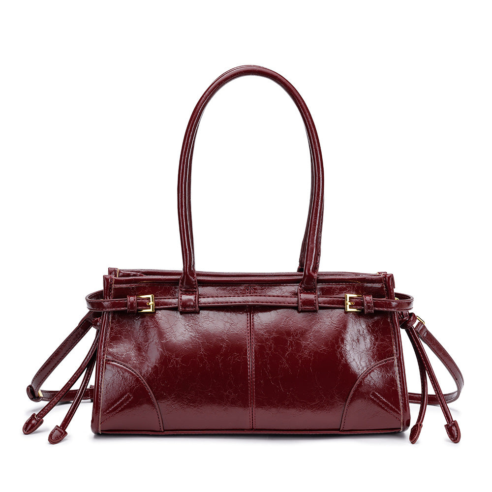 Women Retro Oil Wax Leather Tote Bag