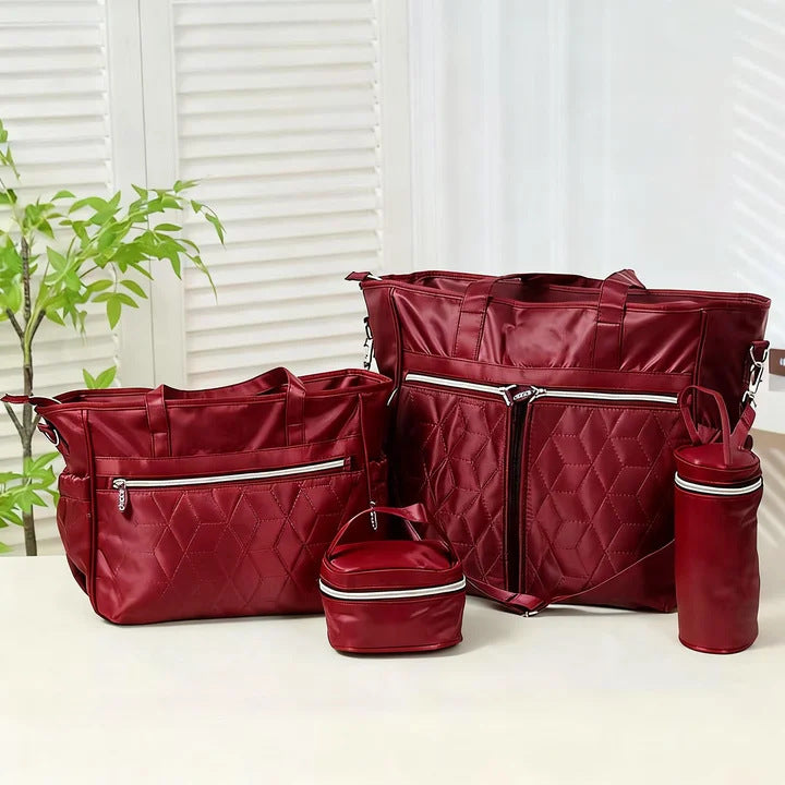 Gesteppte Wickeltasche im Karomuster mit Windelaufbewahrung