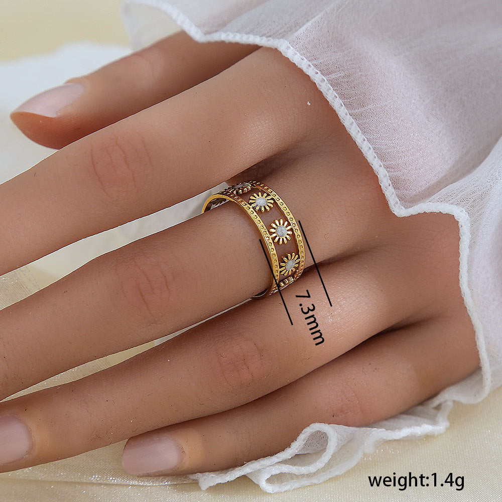 Stainless Steel Gold Plated Leaf Ring