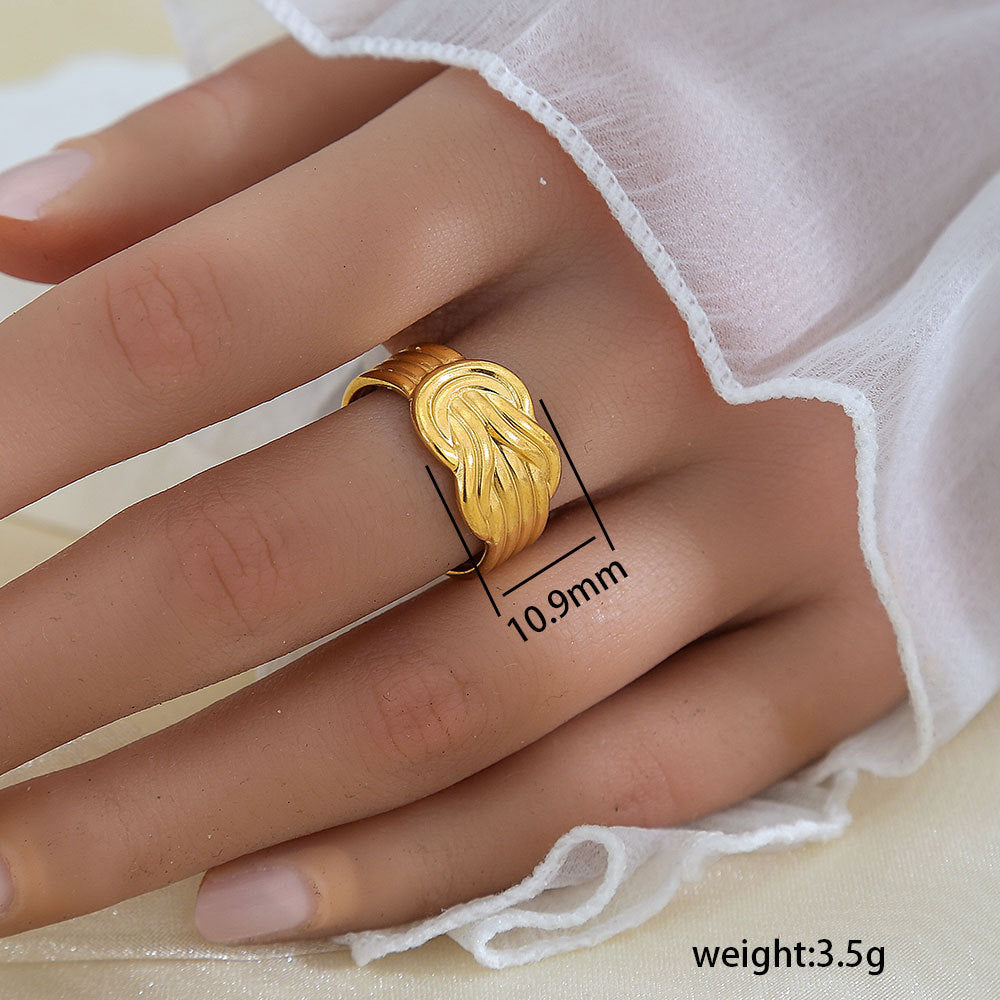 Stainless Steel Gold Plated Leaf Ring