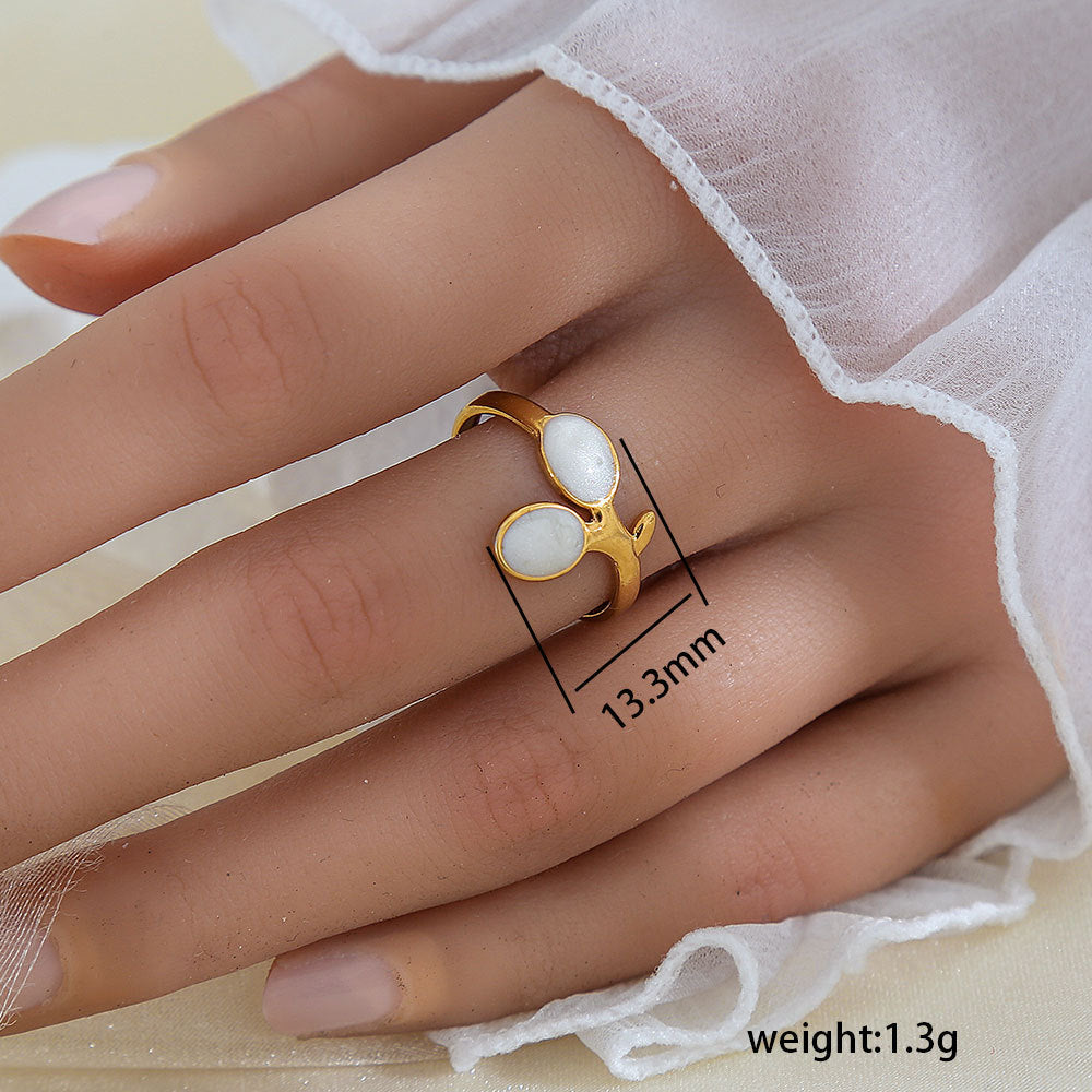 Stainless Steel Gold Plated Leaf Ring