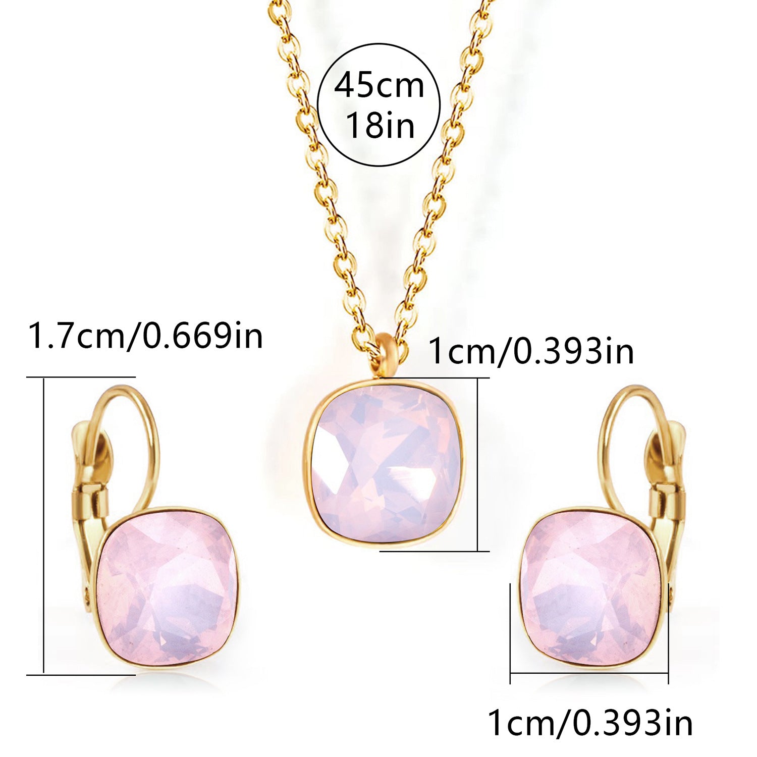 Square Zircon Jewelry with Gold Plated Finish