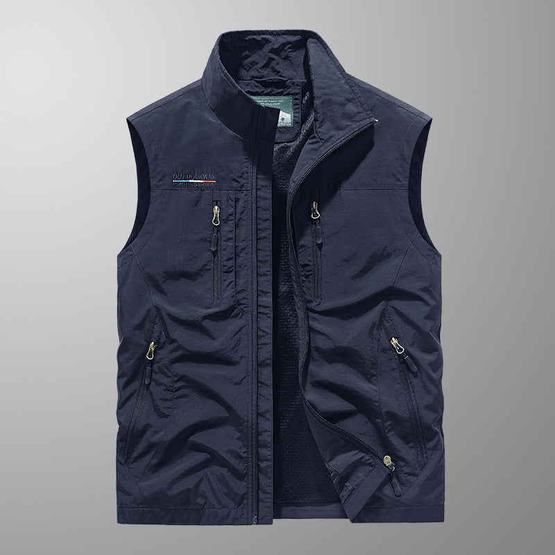 Mens Quick-Drying Multi-Pocket Outdoor Vest