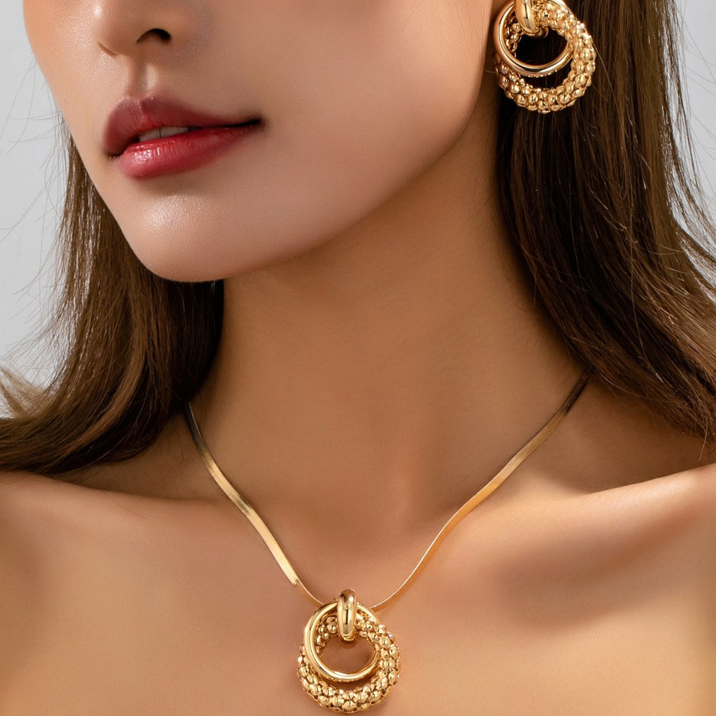 Gold Schlangenkette mit Ohrringen Set Damen | Gold Snake Chain Necklace with Earrings Set Women