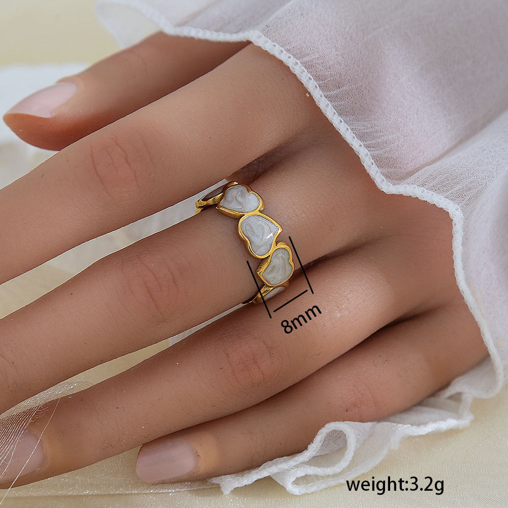 Stainless Steel Gold Plated Leaf Ring