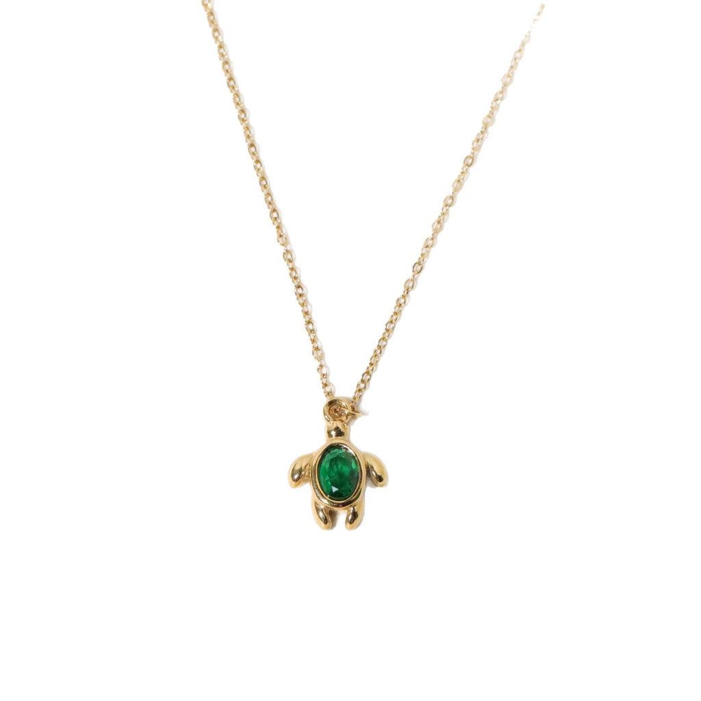 Emerald Turtle 18K Gold Plated Necklace