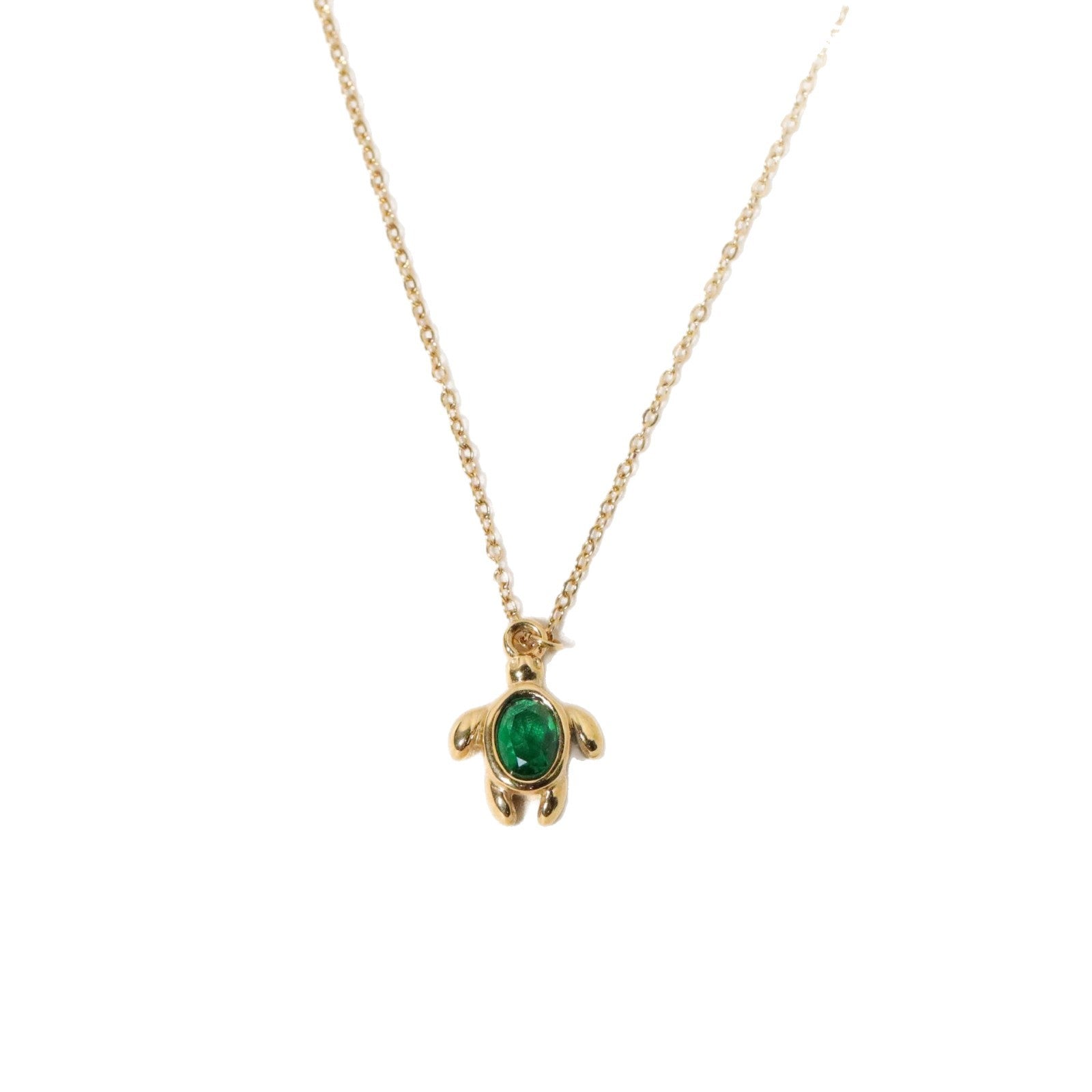 Emerald Turtle 18K Gold Plated Necklace