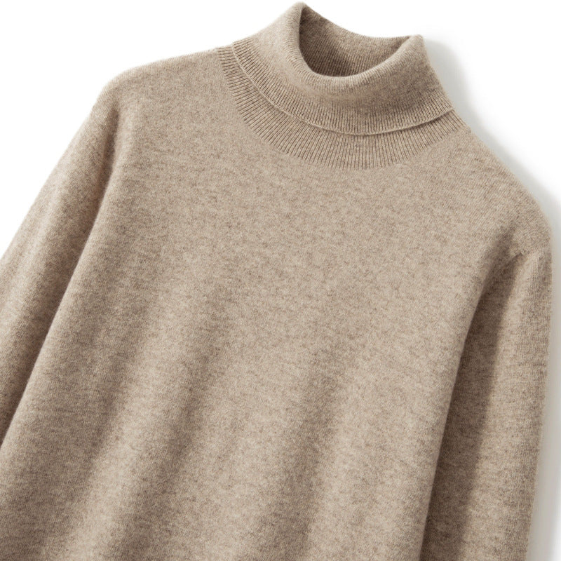 High Neck Pure Wool Sweater Men Pullover Knitted Casual
