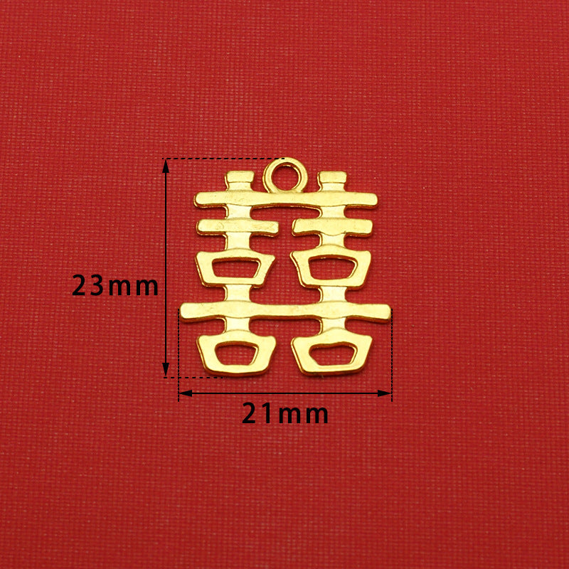Pendentif en alliage Double Bonheur pour mariage en or