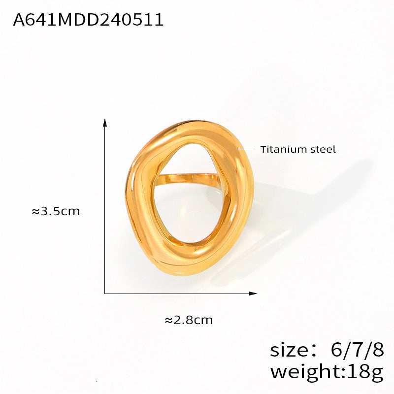 Geometric Hollow Titanium Steel Gold Plated Ring