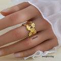 Stainless Steel Gold Plated Leaf Ring