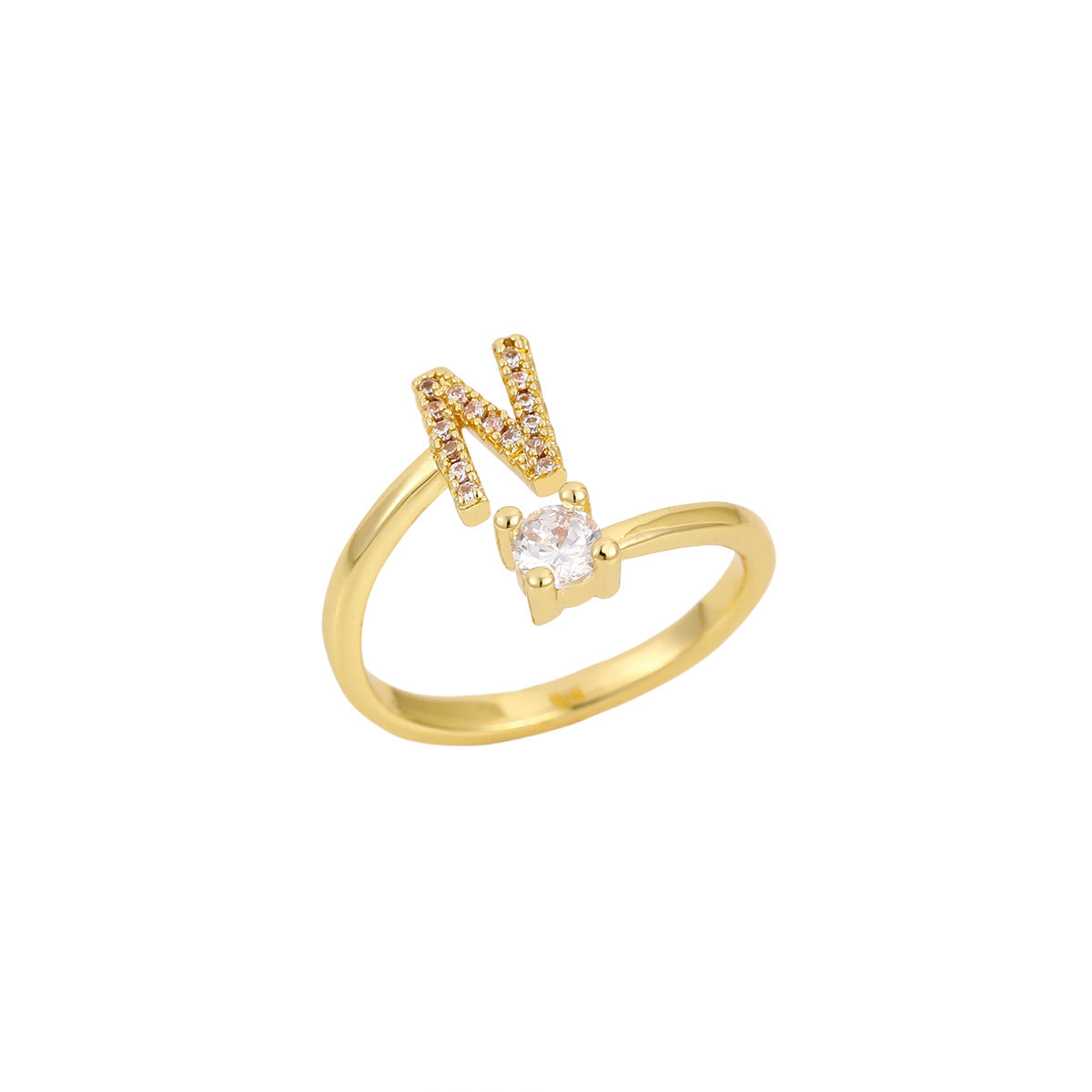 Gold Plated Letter Initial Open Rings