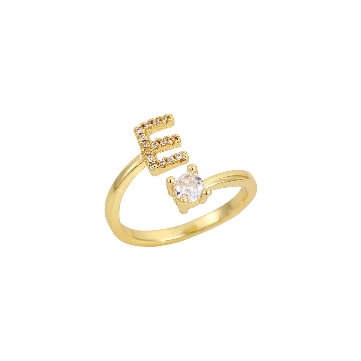 Gold Plated Letter Initial Open Rings