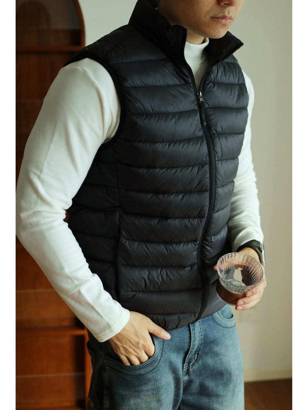 Herren Steppweste leicht ärmellos Kunstseide M–4XL | Men's Lightweight Quilted Vest Sleeveless Faux Silk M–4XL