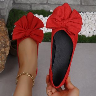 Pointed Bow Flat Shoes for Women