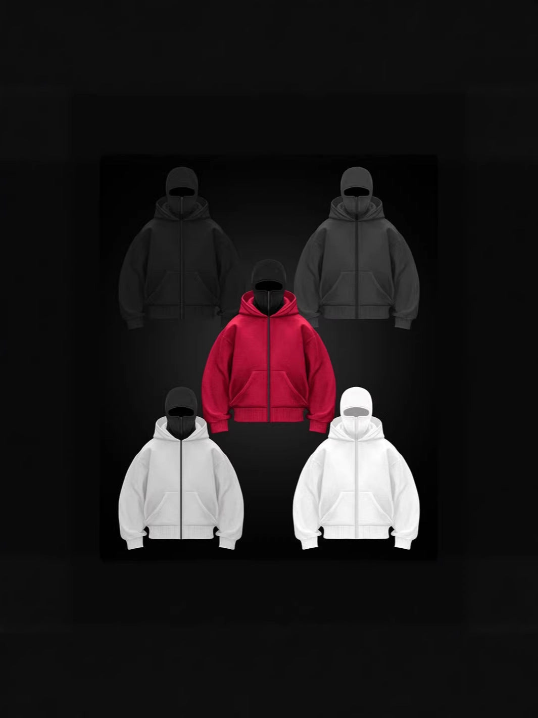 Mens Color Block Hooded Zip Sweatshirt