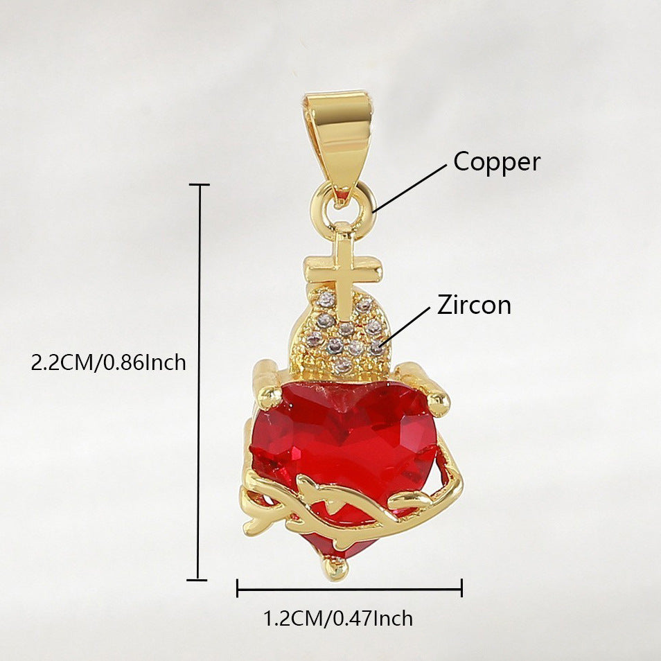 Gold Plated Heart Cross Pendant