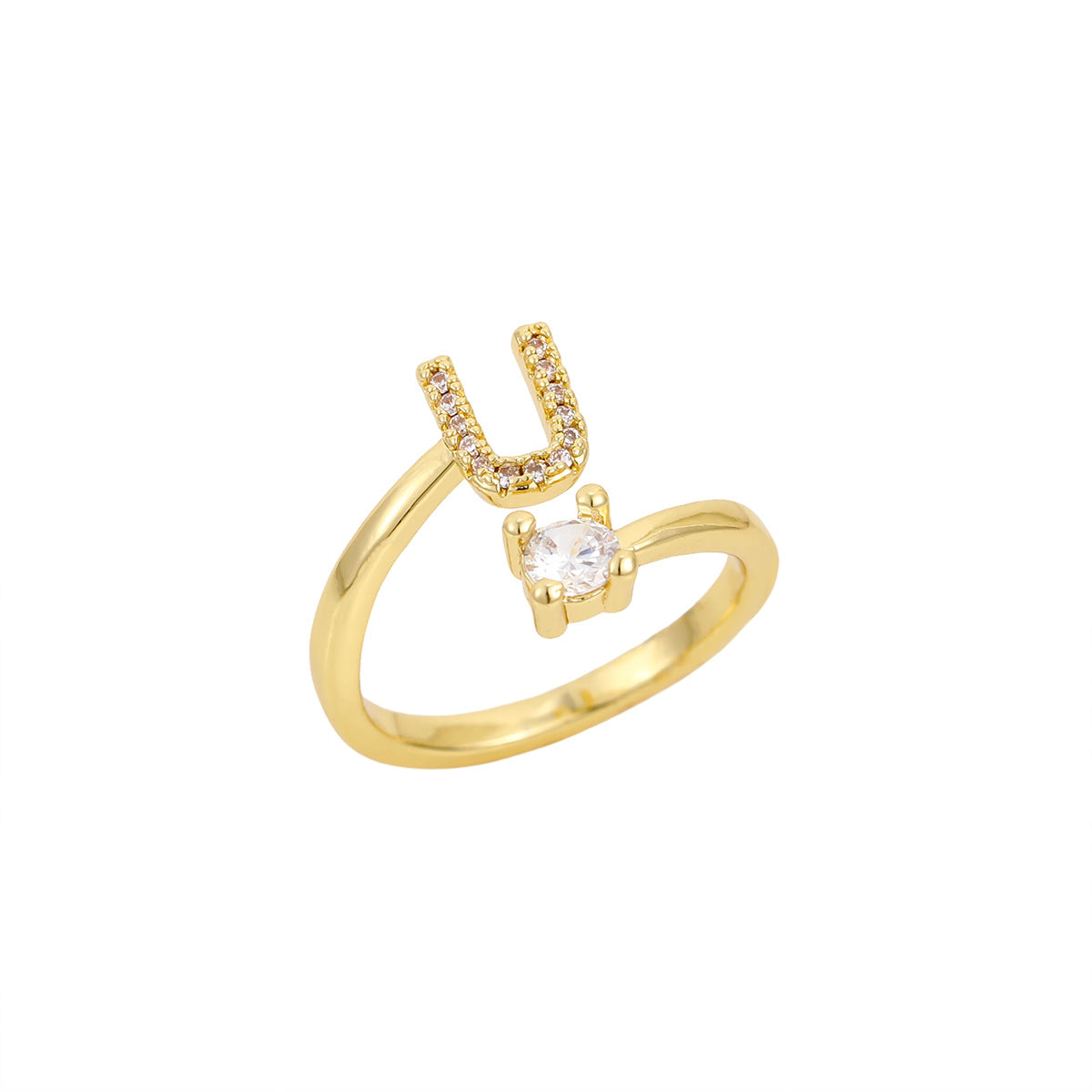 Gold Plated Letter Initial Open Rings