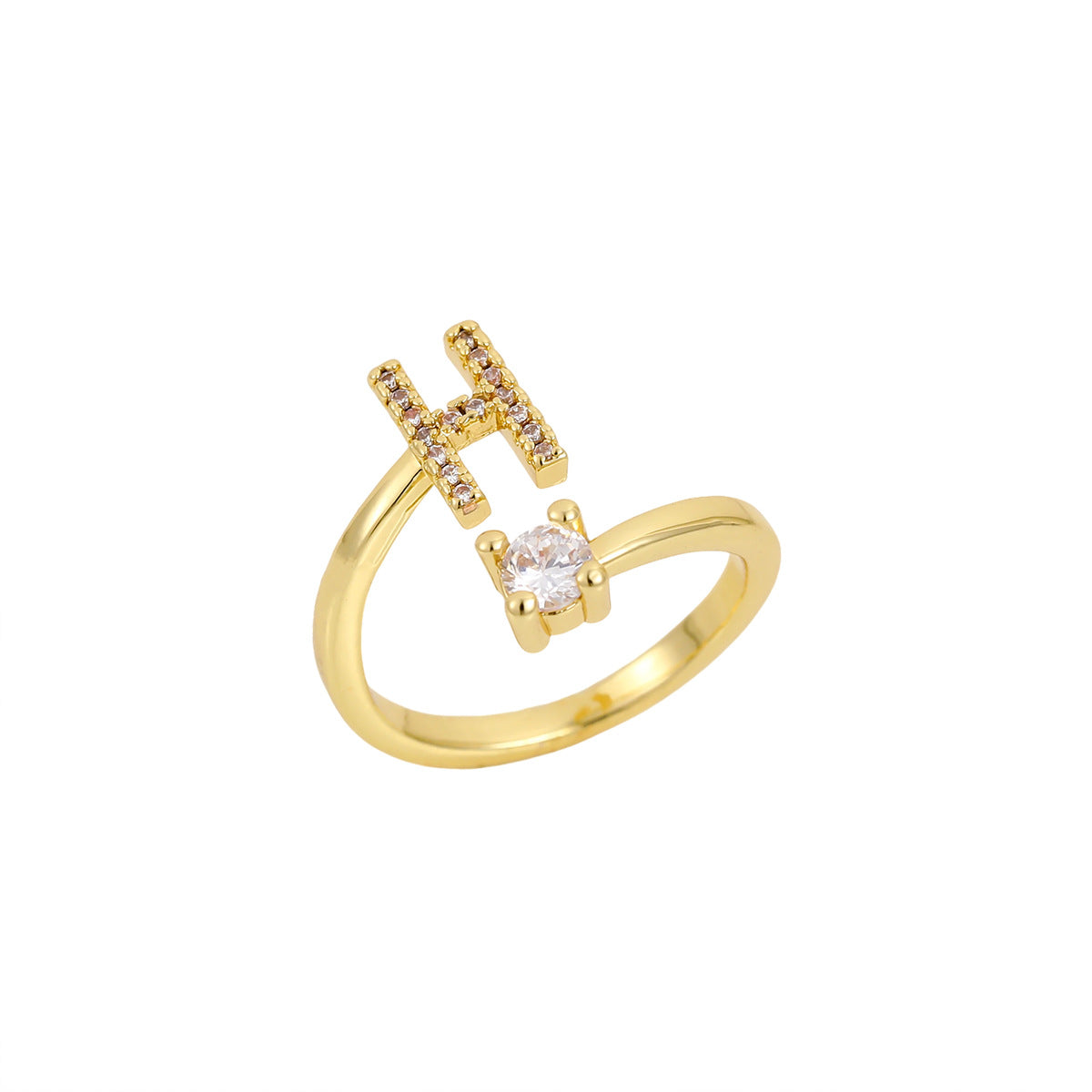 Gold Plated Letter Initial Open Rings