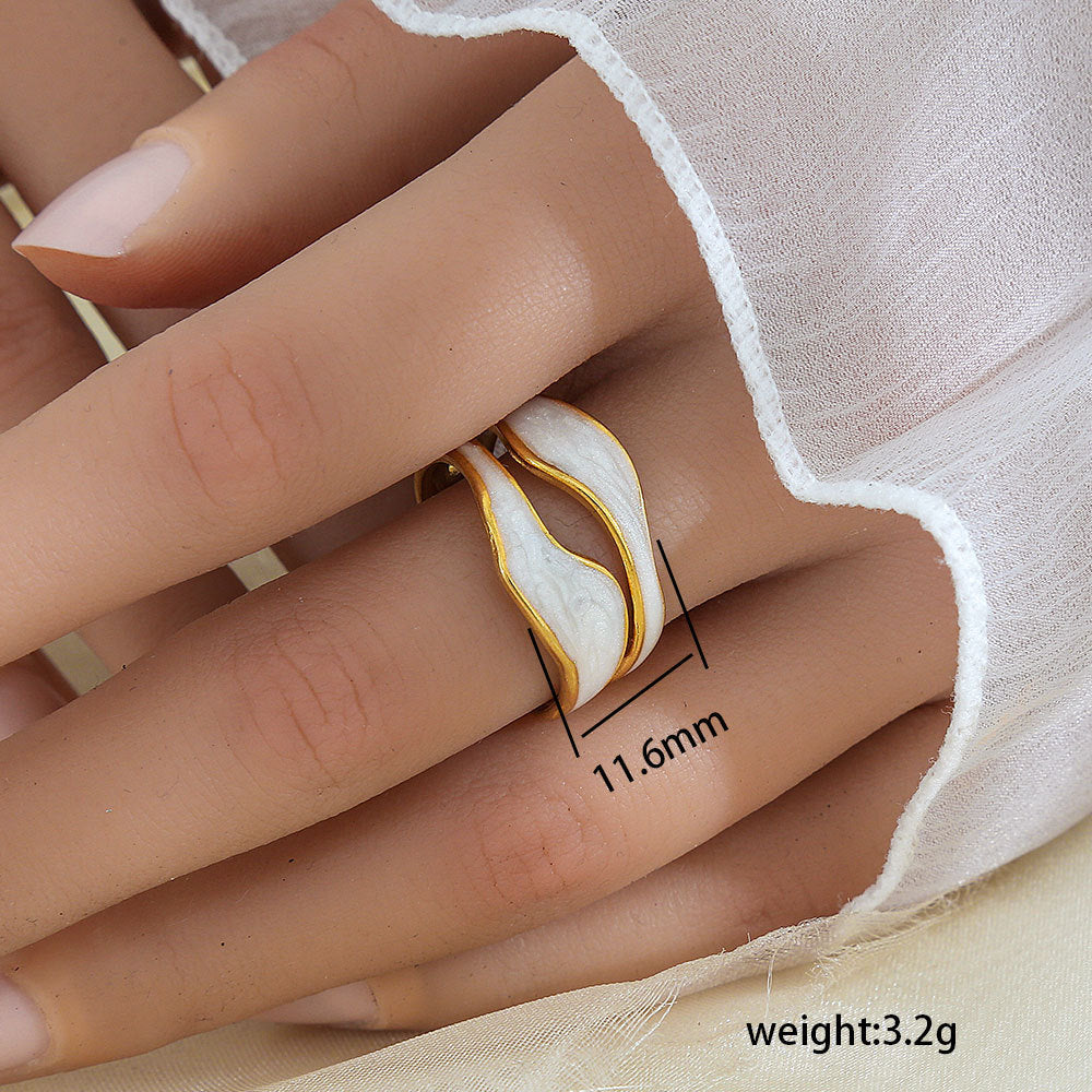 Stainless Steel Gold Plated Leaf Ring