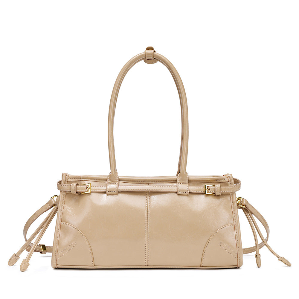 Women Retro Oil Wax Leather Tote Bag