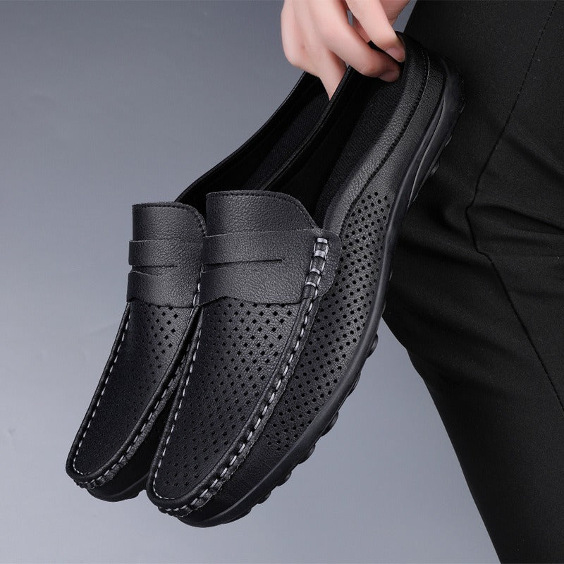 Mens Casual Slip-On Leather Slippers