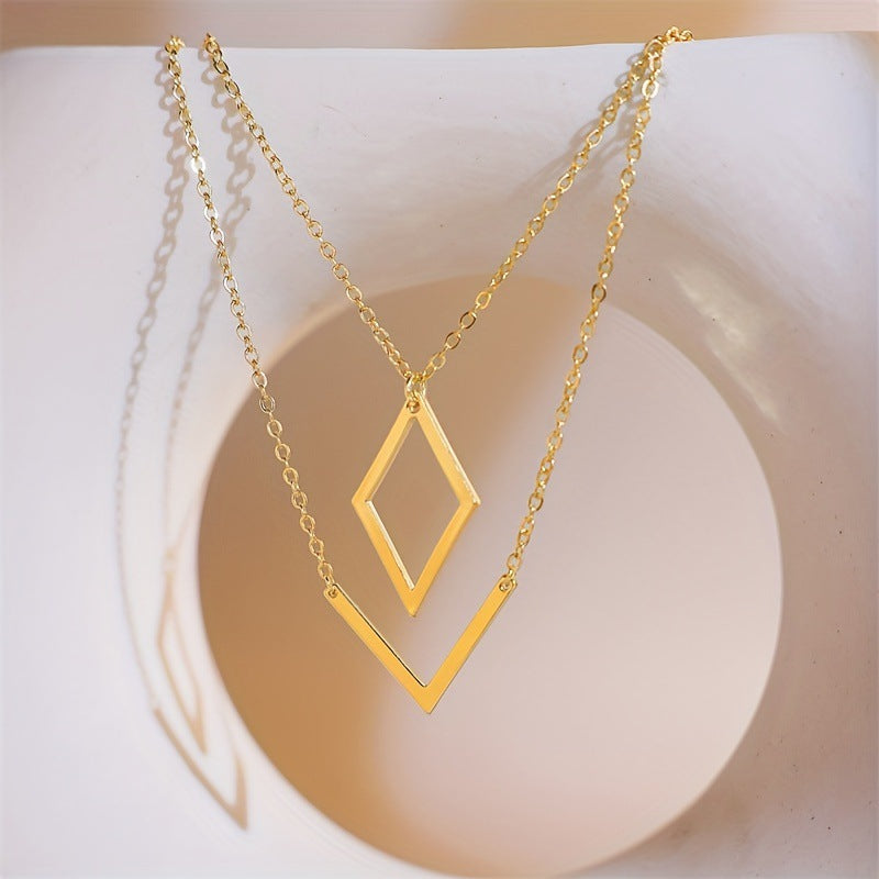 Geometric Gold Plated Stainless Steel Necklace