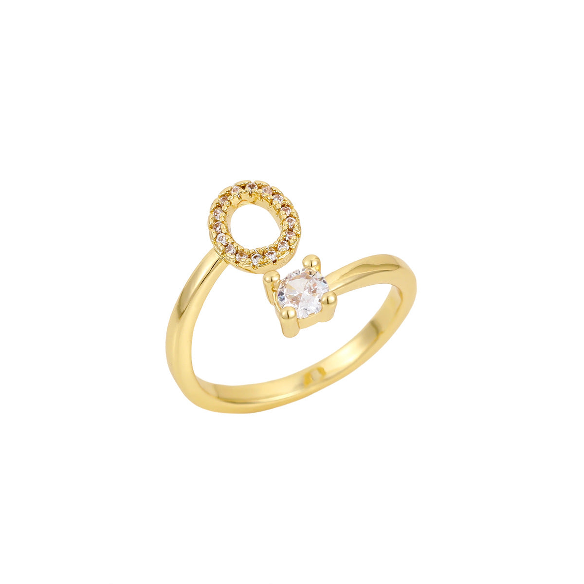 Gold Plated Letter Initial Open Rings