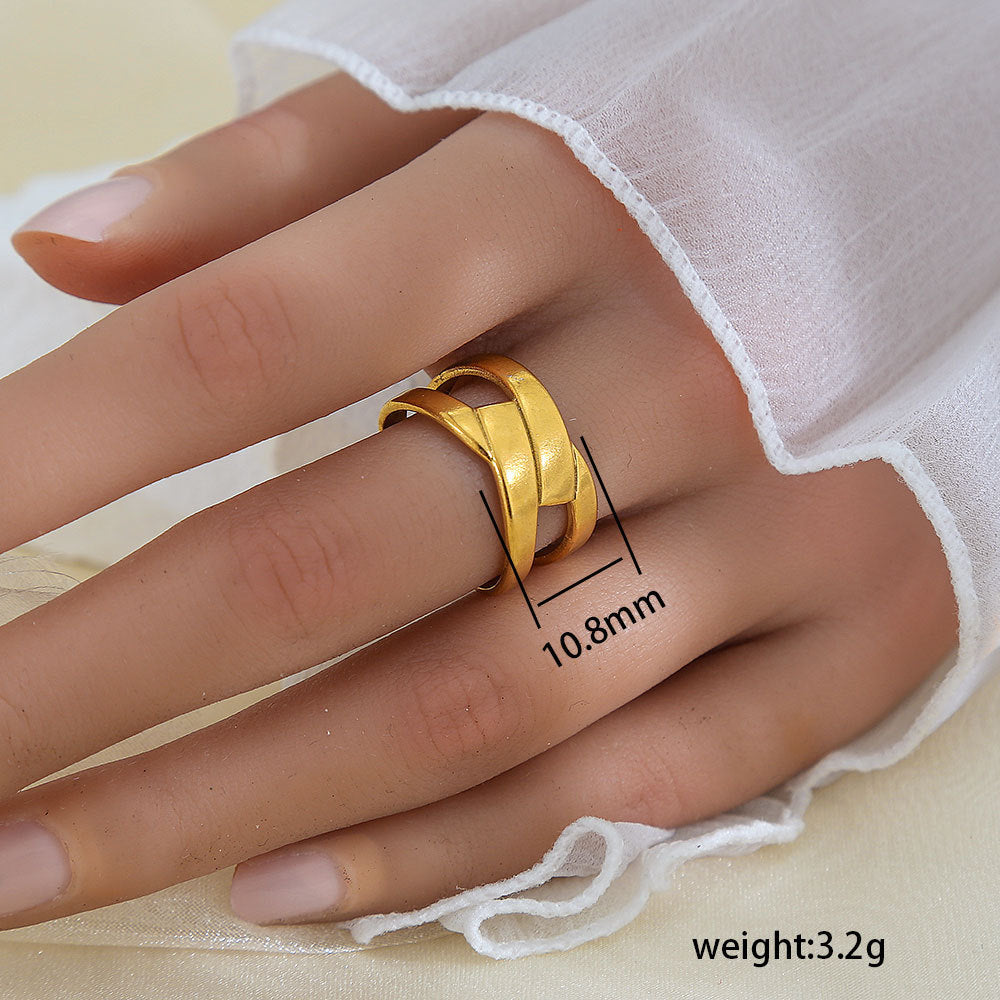 Stainless Steel Gold Plated Leaf Ring