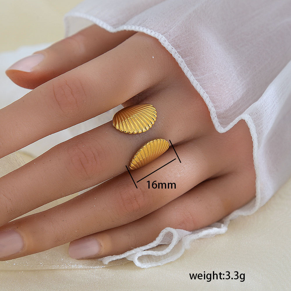 Stainless Steel Gold Plated Leaf Ring