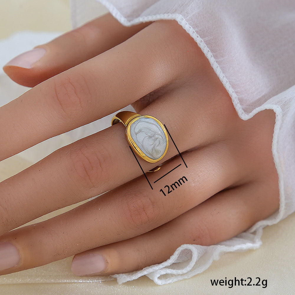 Stainless Steel Gold Plated Leaf Ring
